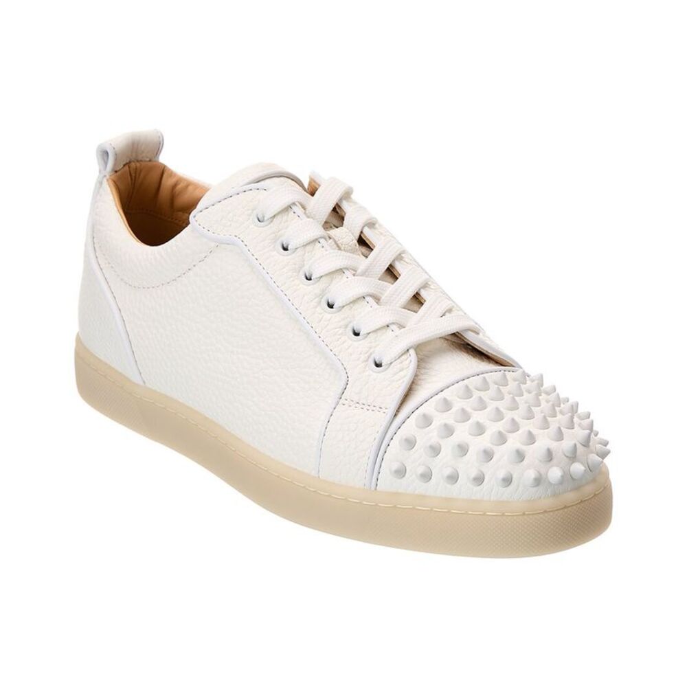 Christian Louboutin Louis Junior Spikes Leather Sneaker, White